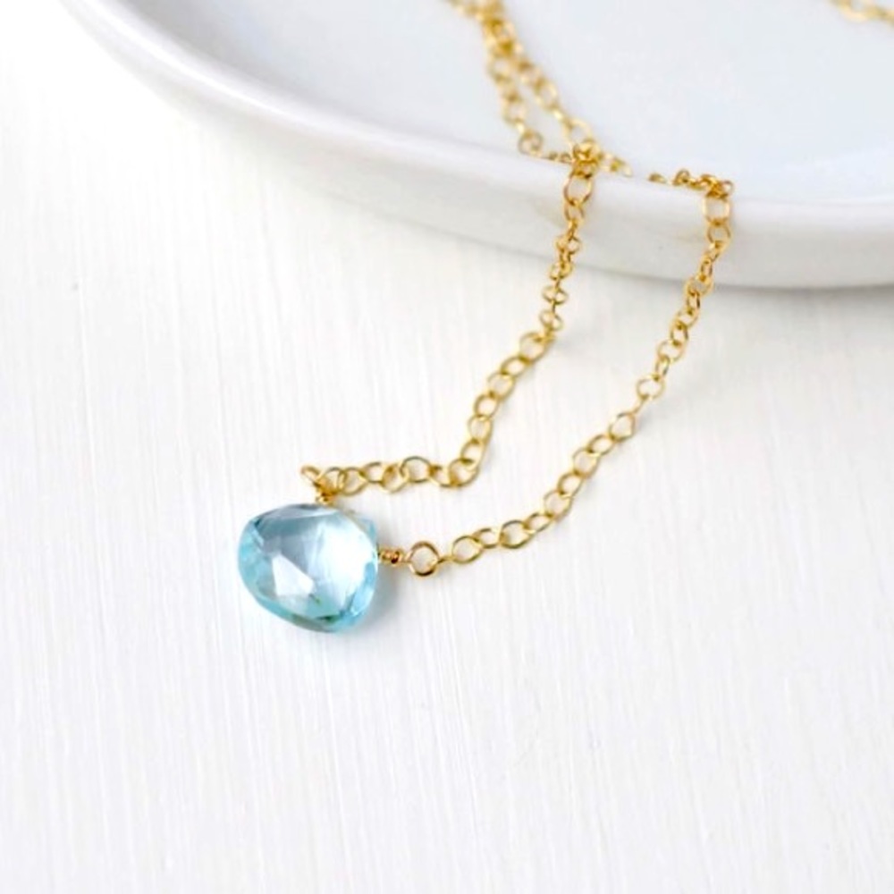 Ice Blue Briolette Drop Pendant.